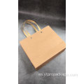 Bolsa de papel reciclable Kraft personalizada para compras con asa